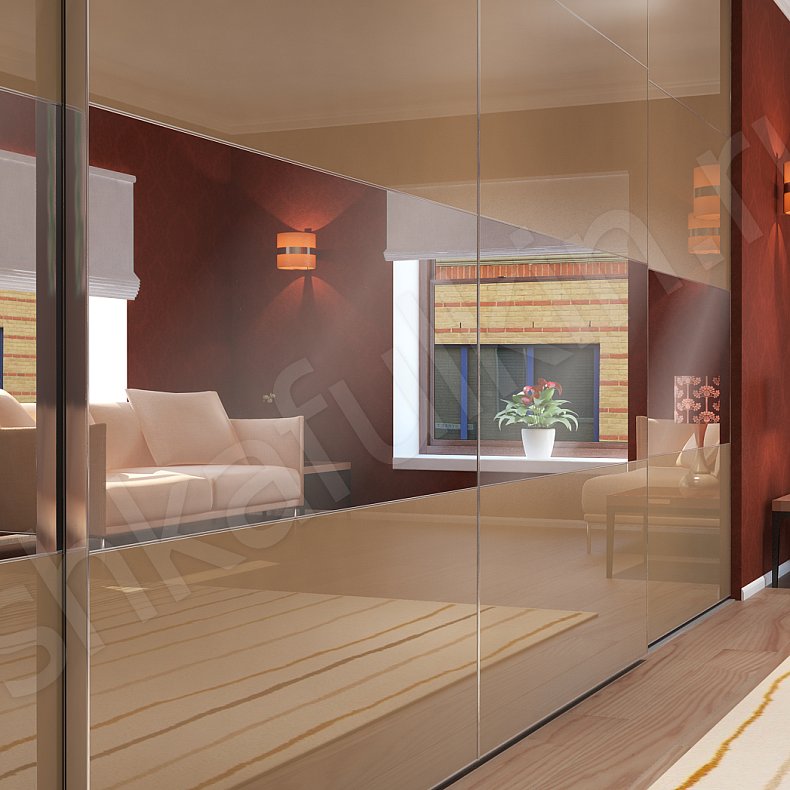 Изображение Встроенный шкаф-купе Арне Светлые Коричневый Современный 4х створчатые Гостиная Для вещей 5