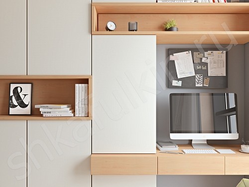 Изображение цвета Шкаф с рабочей зоной Джамбо Древесный Прованс 4х створчатые Спальня 