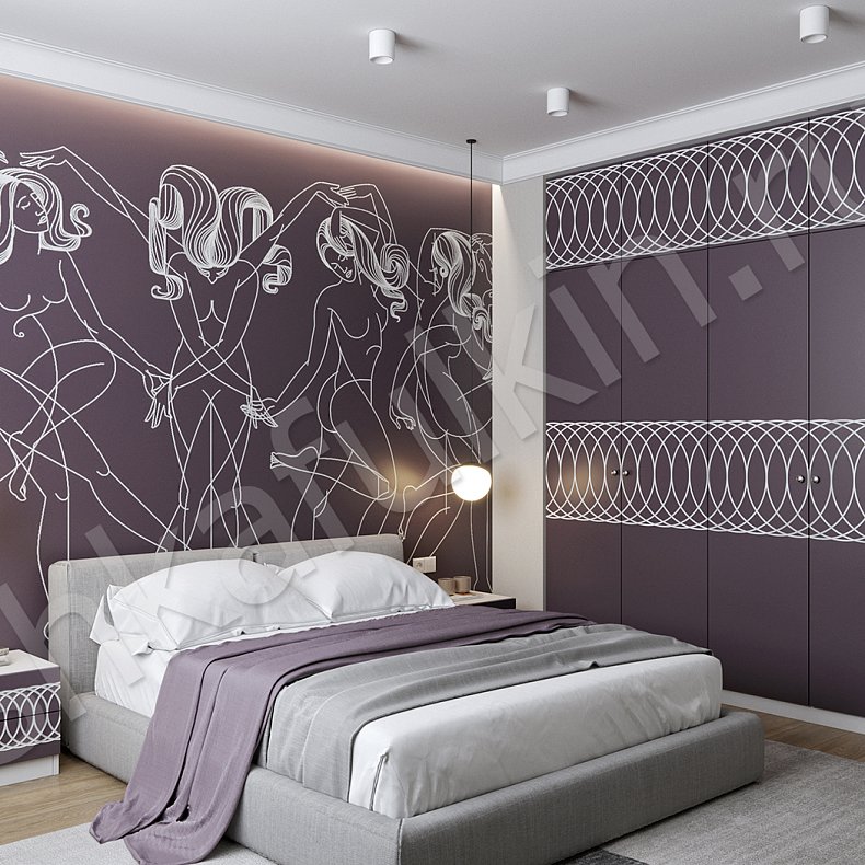 Изображение Гарнитур Вернисаж Белый Цветной Розовый Светлые Темные Зеленый Неоклассика 4х створчатые Спальня Для вещей 2