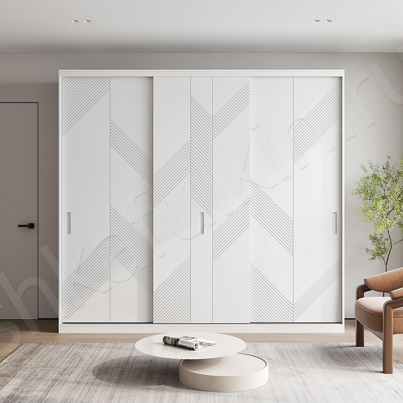 Шкаф-купе Фернандо Белый Древесный Серый Светлые Темные Современный 3х створчатые Гостиная Для вещей 9