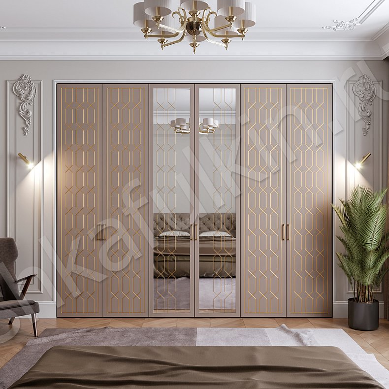 Изображение Шкаф Реденталь Коричневый Золото Светлые Модерн 6и створчатые Гостиная Для вещей 1