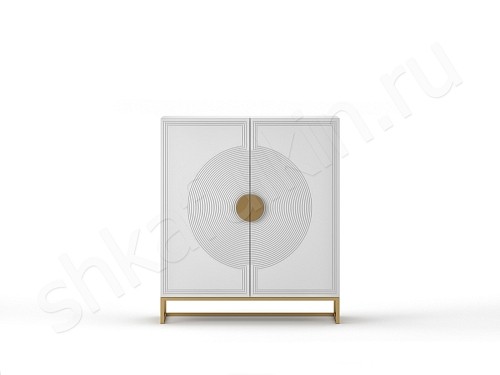 Изображение цвета Тумба Ришелье Белый Золото Светлые Неоклассика 2х створчатые Спальня Для вещей