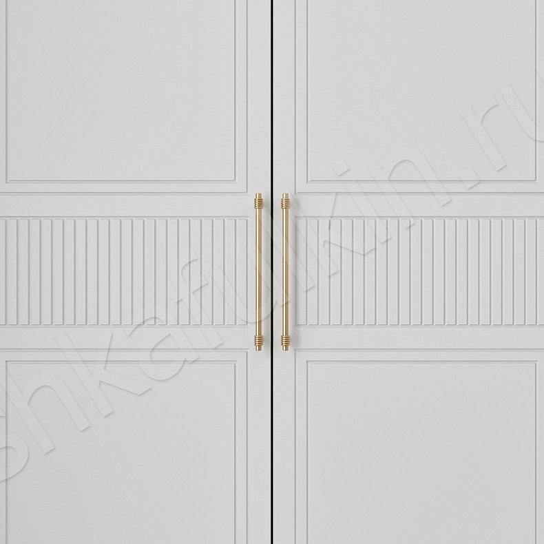 Изображение Шкаф Бриони Белый Светлые Серый Неоклассика 4х створчатые Гостиная Для вещей 7