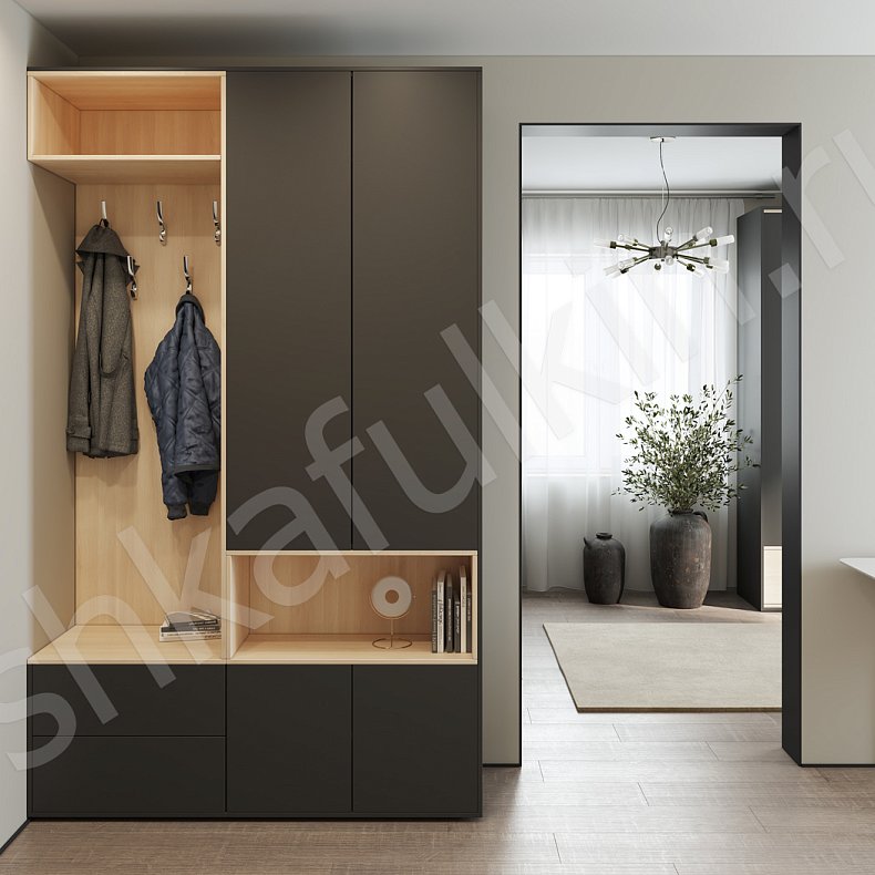 Изображение Прихожая Мэрри Серый Черный Минимализм 2х створчатые Прихожая Для вещей Для декора 1