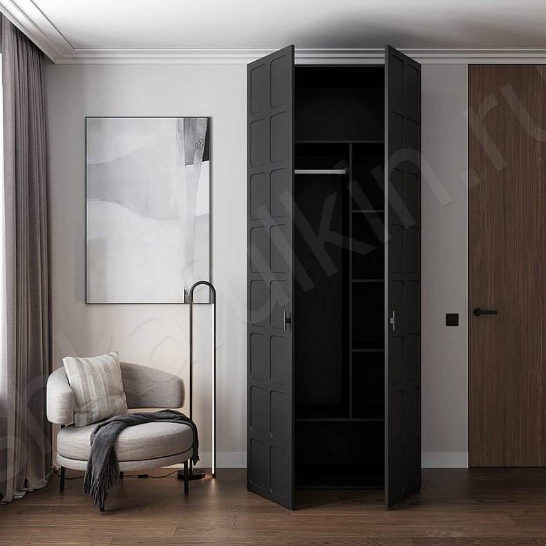 Шкаф Оникс Черный Современный 2х створчатые Гостиная Для вещей 2