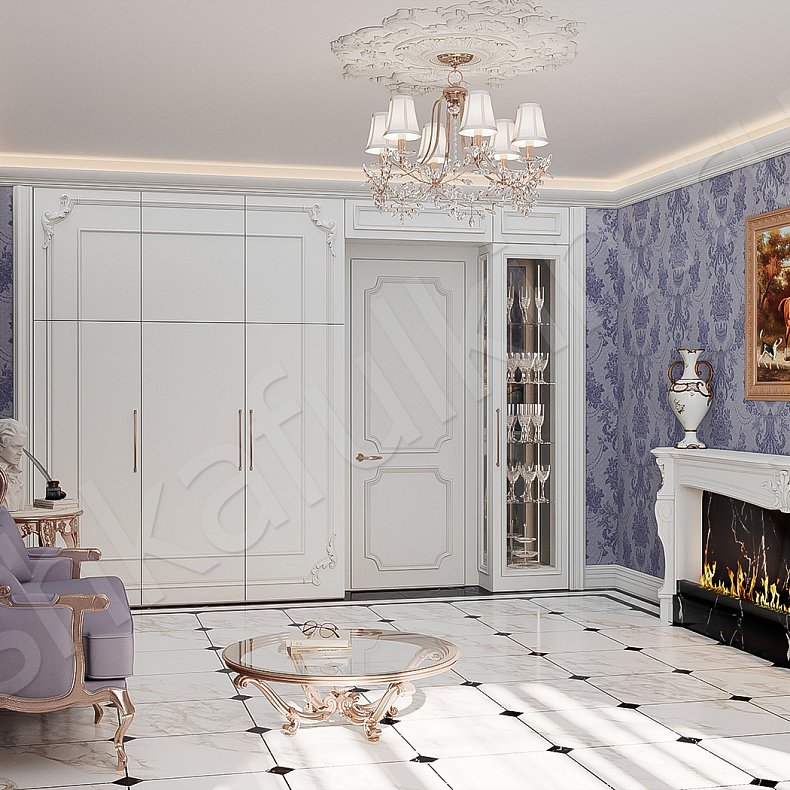 Шкаф Буазери Светлые Белый Классика 3х створчатые Гостиная 