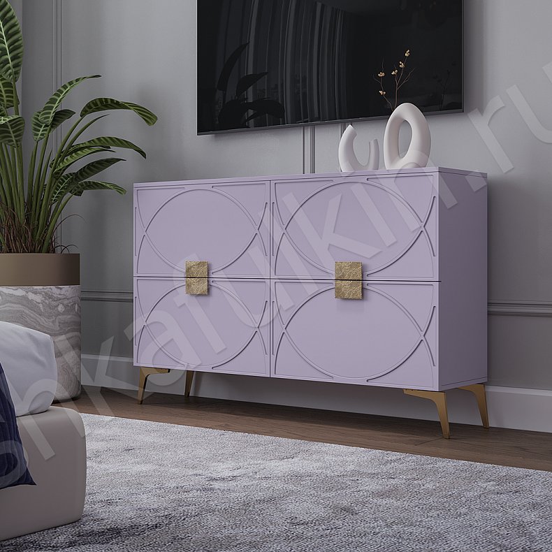 Гарнитур Арива Белый Розовый Светлые Неоклассика 4х створчатые Спальня Для белья 12