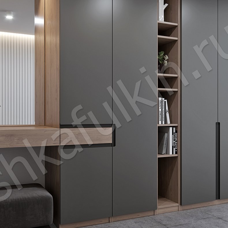 Прихожая Мартин Древесный Темные Серый Современный 4х створчатые Прихожая Для вещей 1