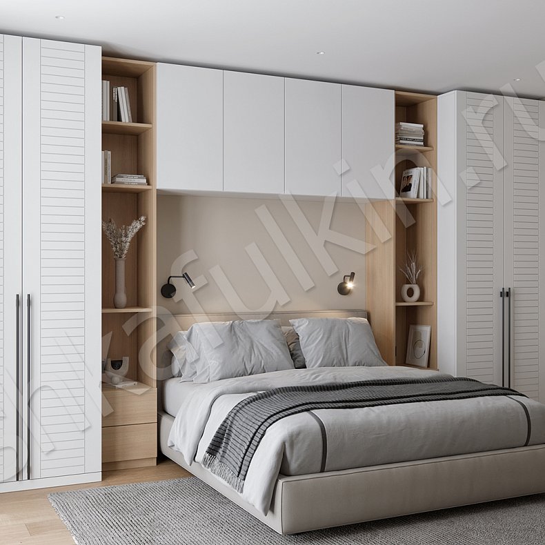 Гарнитур Альба Белый Светлые Современный 2х створчатые Спальня Для книг Для вещей