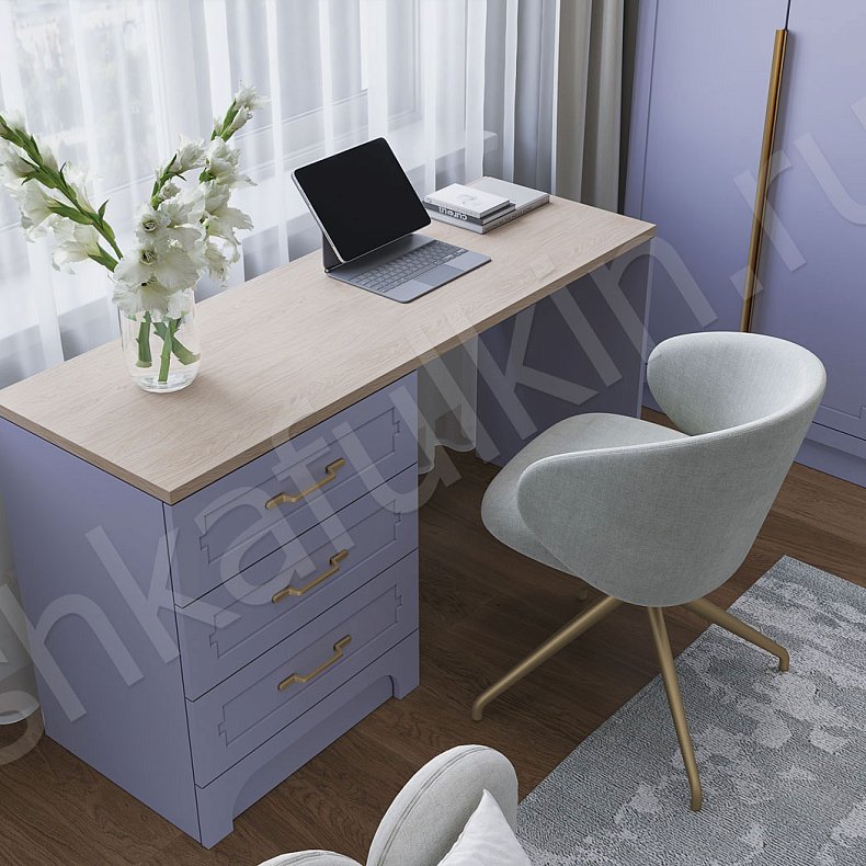 Изображение Гарнитур Жантиль Цветной Синий Светлые Неоклассика 6и створчатые Детская Для белья Для вещей 4