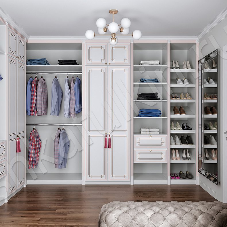 Гардеробная Сюзанна Золото Белый Классика 6и створчатые Гардеробная Для вещей Для белья 2