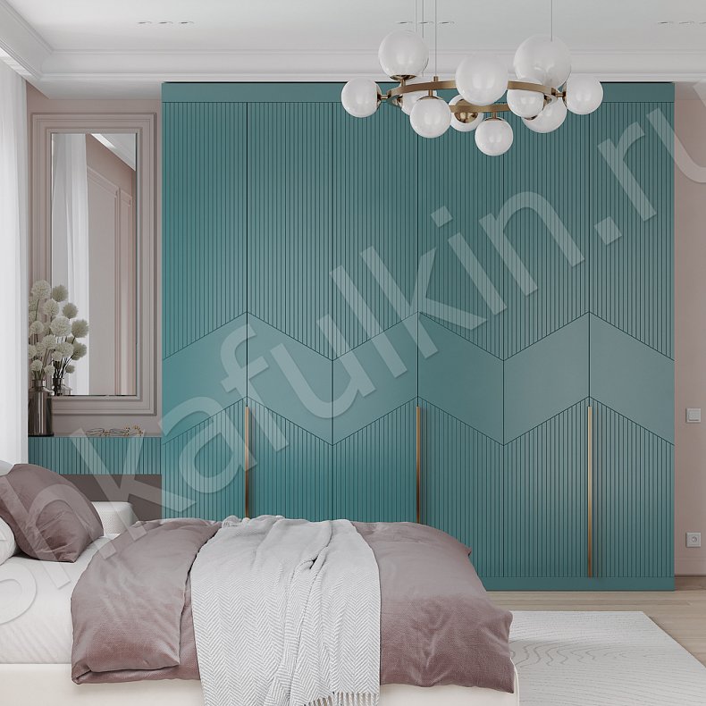 Шкаф с консолью Ланвин Зеленый Модерн 6и створчатые Спальня Для вещей 1