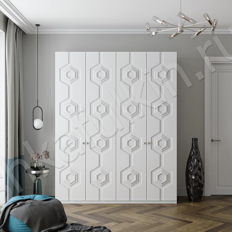 Изображение Гарнитур Тонго Белый Светлые Современный 4х створчатые Спальня Для белья Для вещей 4