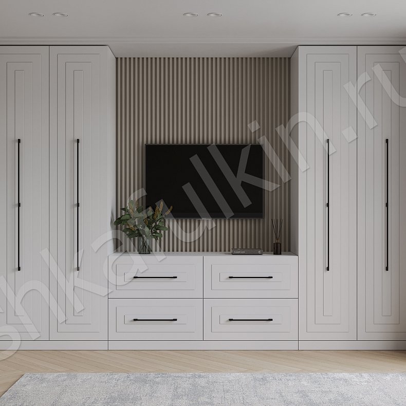 Изображение Гарнитур Кассиопея Белый Модерн 4х створчатые Спальня Для вещей Для белья 2