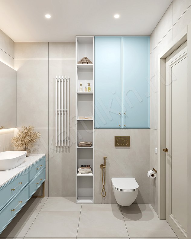 Мебель в ванную Минор Светлые Синий Цветной Классика   Для вещей 2