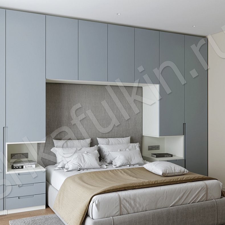 Изображение Гарнитур Инкерман Коричневый Светлые Серый Современный 4х створчатые Спальня Для белья Для вещей 1