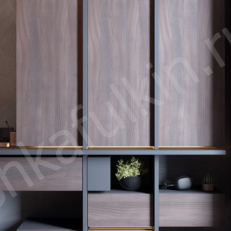 Изображение Шкаф с рабочей зоной Ариндо Темные Древесный Лофт 3х створчатые Детская Для вещей Для книг 3