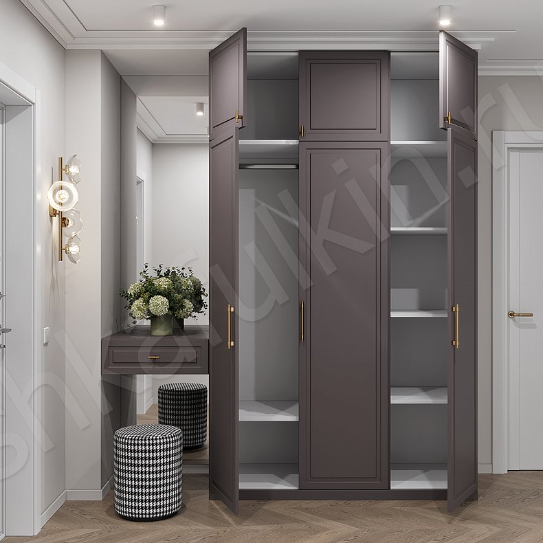 Прихожая Брикелл Белый Светлые Серый Неоклассика 3х створчатые Прихожая Для вещей 9