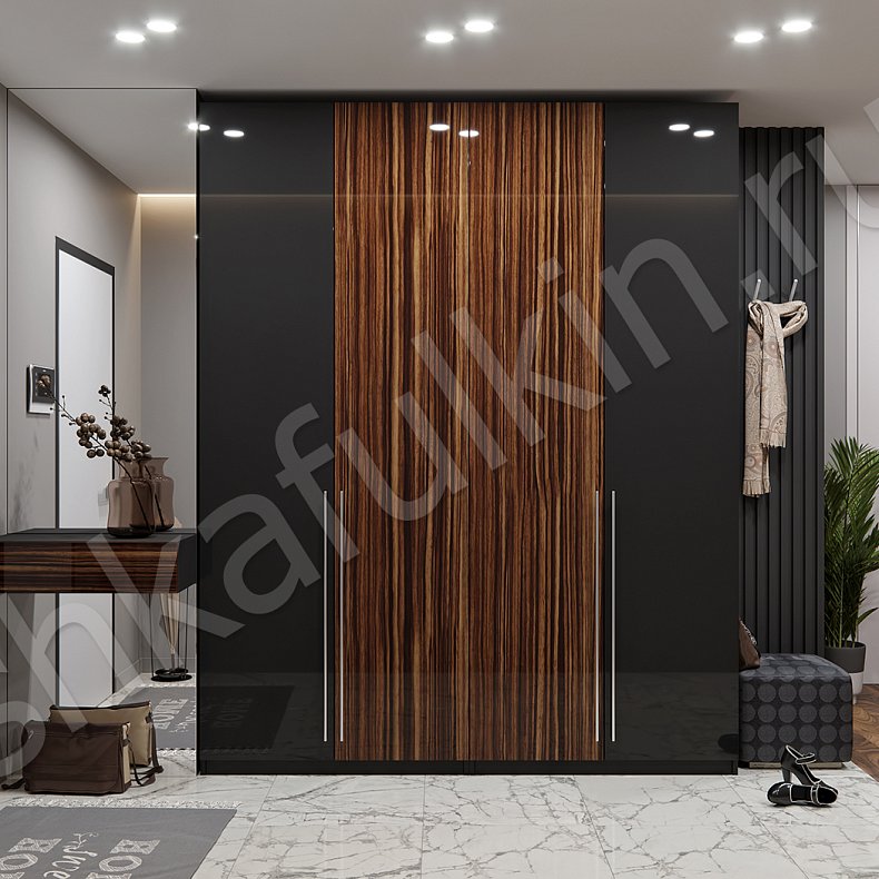 Изображение Шкаф Марракеш Черный Древесный Темные Минимализм 4х створчатые Прихожая Для вещей 1