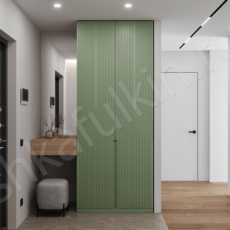 Изображение Прихожая Гринвуд Цветной Древесный Светлые Зеленый Модерн 2х створчатые Прихожая Для вещей 1