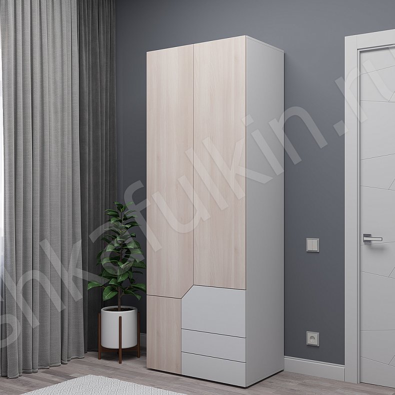 Изображение Шкаф Сонум Темные Светлые Серый Коричневый Древесный Черный Скандинавский 2х створчатые Гостиная Для вещей Для белья 9