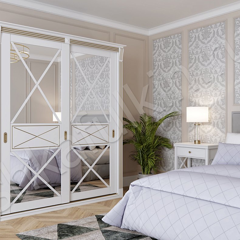 Корпусный шкаф-купе Мио Белый Классика 2х створчатые Спальня 