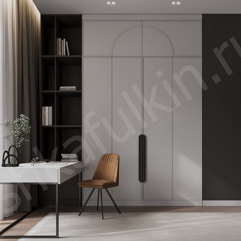 Шкаф Харитон Серый Современный 4х створчатые Спальня Для вещей Для книг