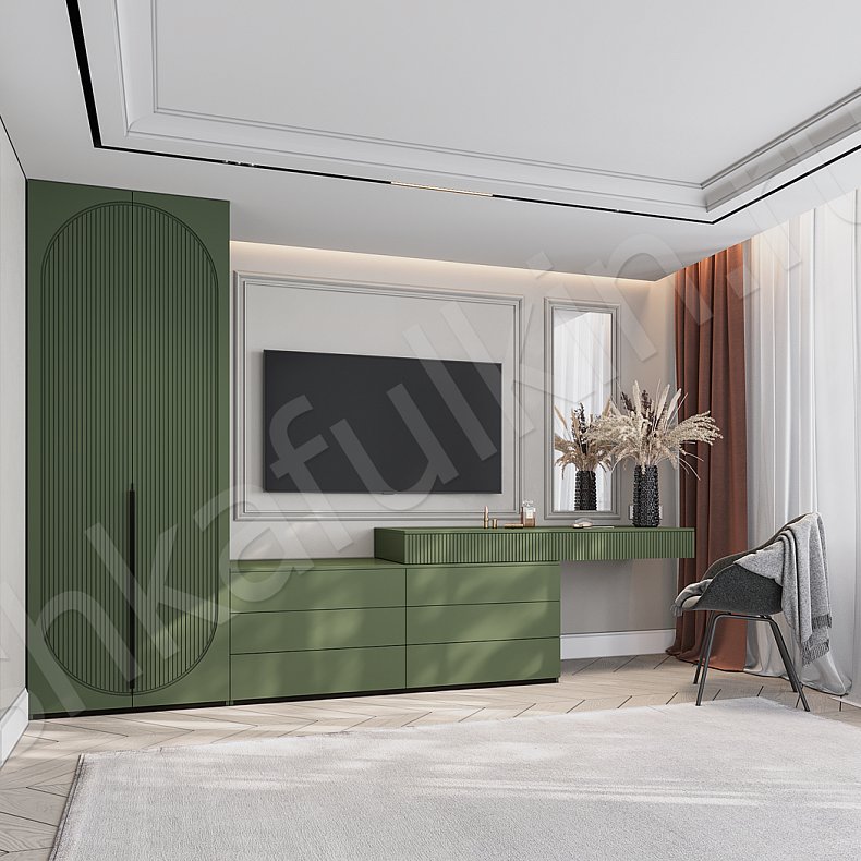 Гарнитур Скаволлини Темные Неоклассика 2х створчатые Спальня Для белья Для вещей 3