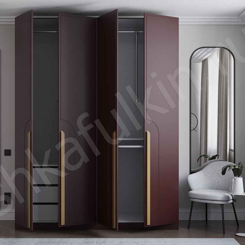 Изображение Шкаф Варта Белый Цветной Красный Скандинавский 4х створчатые Спальня Для вещей 8