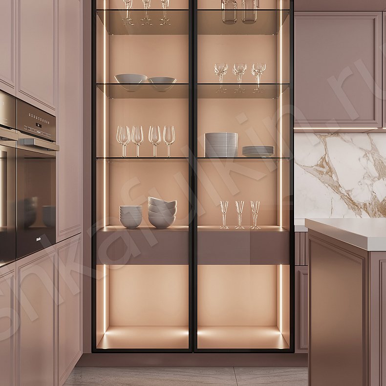 Кухня Мельпомена Светлые Розовый Современный   Для посуды Для декора 5