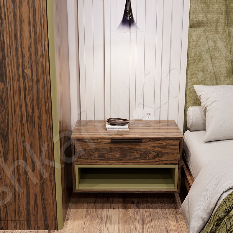 Угловой шкаф Витторио Зеленый Темные Древесный Современный  Спальня Для вещей Для белья 5