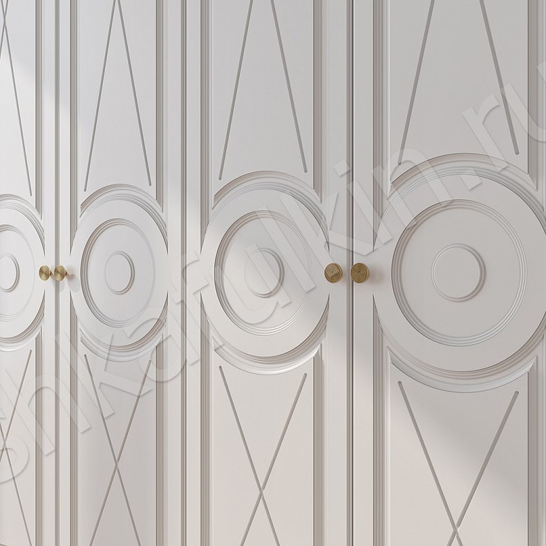 Шкаф Альберто Белый Неоклассика 4х створчатые Гостиная Для вещей 2