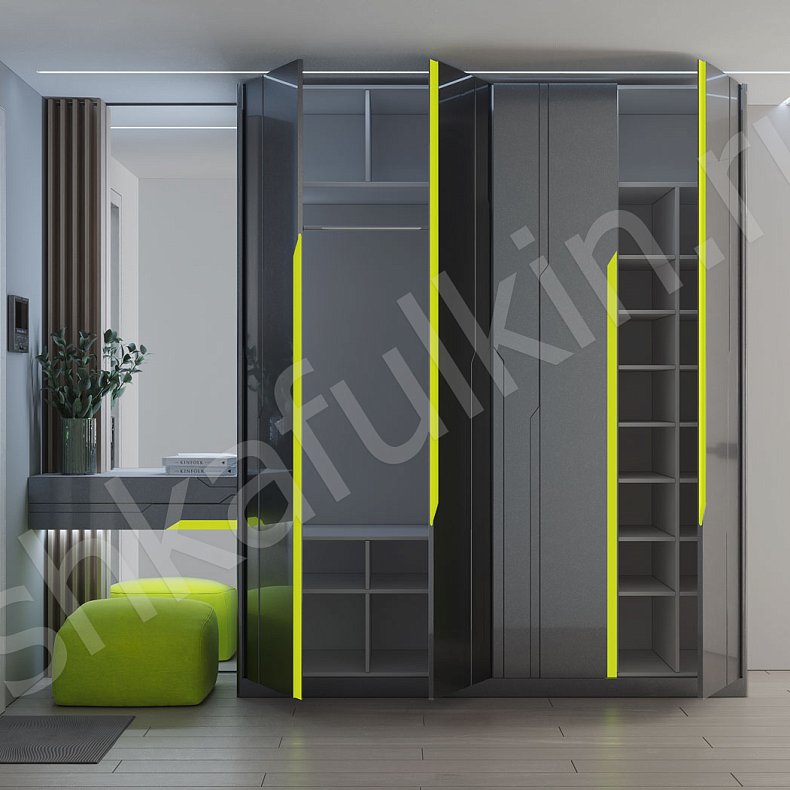 Прихожая Маттео Белый Светлые Серый Современный 4х створчатые Прихожая Для вещей 3