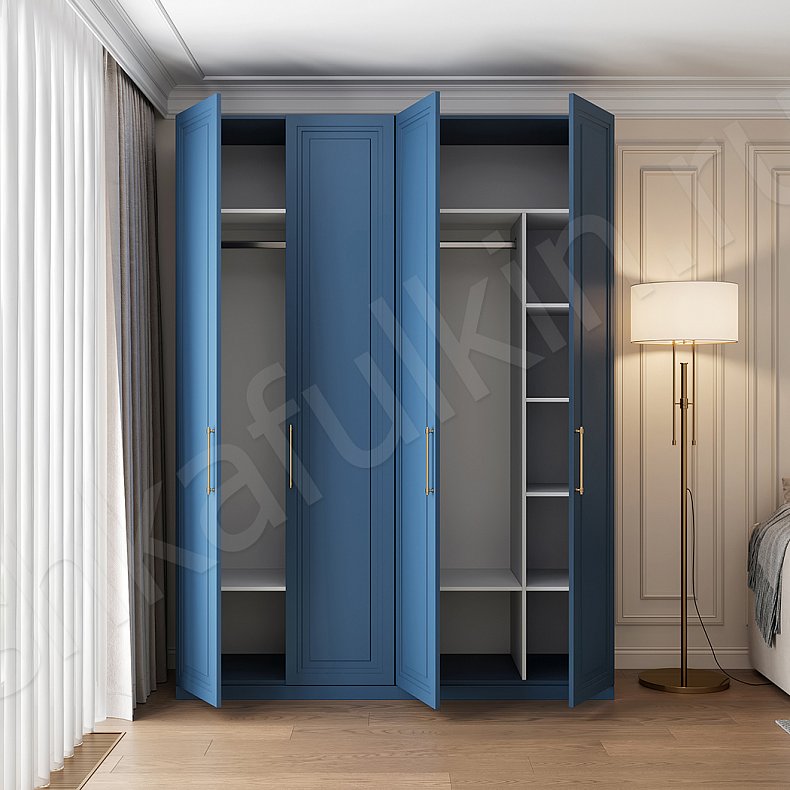 Изображение Шкаф Эстель Цветной Синий Неоклассика 4х створчатые Гостиная Для вещей 8