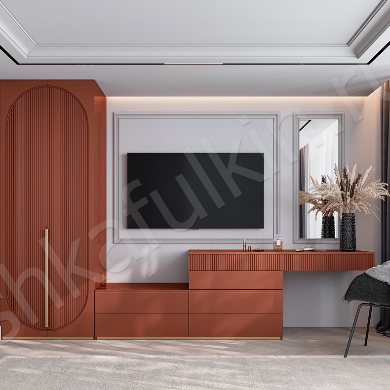 Гарнитур Скаволлини Темные Неоклассика 2х створчатые Спальня Для белья Для вещей 2