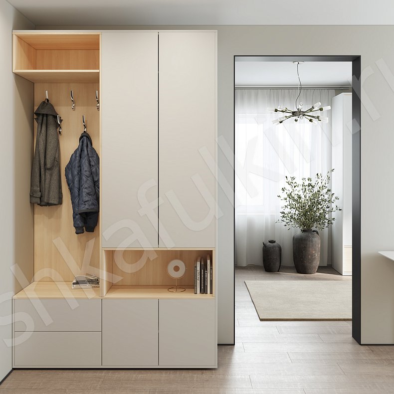 Изображение Прихожая Мэрри Серый Черный Минимализм 2х створчатые Прихожая Для вещей Для декора 4