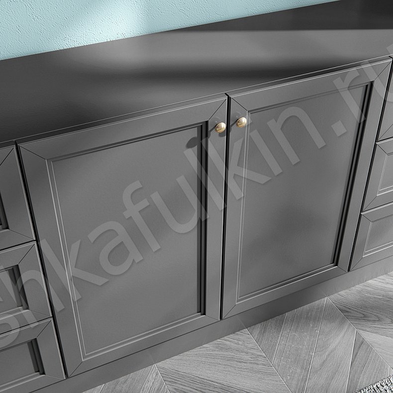 Изображение Стенка Фрейд Темные Серый Классика 4х створчатые Гостиная Для книг Под ТВ 5