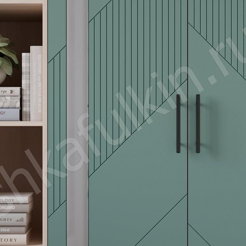 Изображение Детская Хадсон Древесный Зеленый Модерн 2х створчатые Детская Для книг Для вещей 7