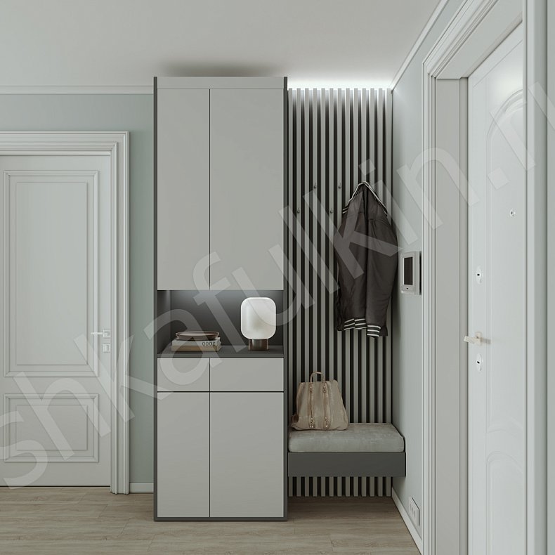 Изображение Прихожая Бонни Темные Светлые Серый Коричневый Черный Белый Скандинавский 2х створчатые Прихожая Для вещей 3