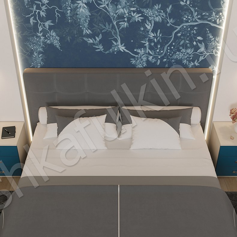 Изображение Шкаф Понтиак Цветной Синий Темные Минимализм 4х створчатые Спальня Для белья Для вещей 4