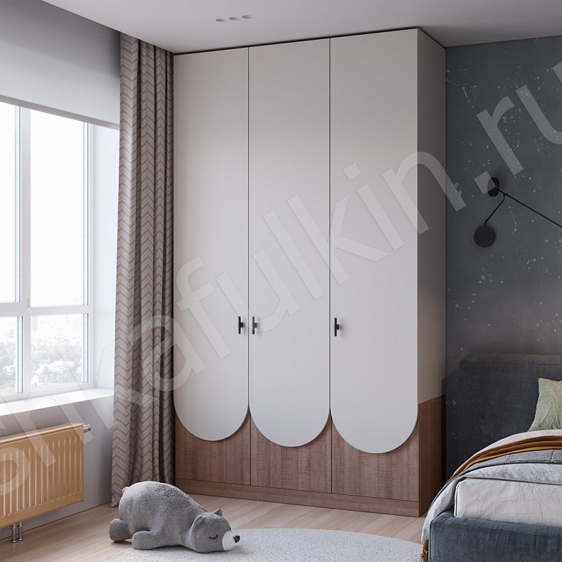 Изображение Шкаф Антонио Белый Древесный Современный 3х створчатые Детская Для вещей 1