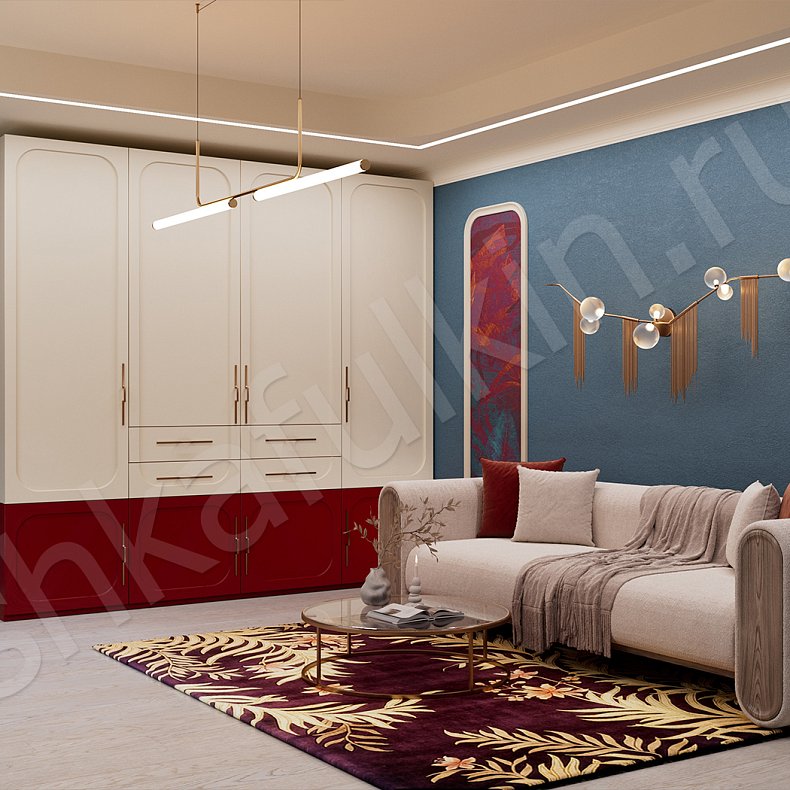 Шкаф Монтеверде Светлые Красный Цветной Белый Современный 4х створчатые Гостиная Для вещей