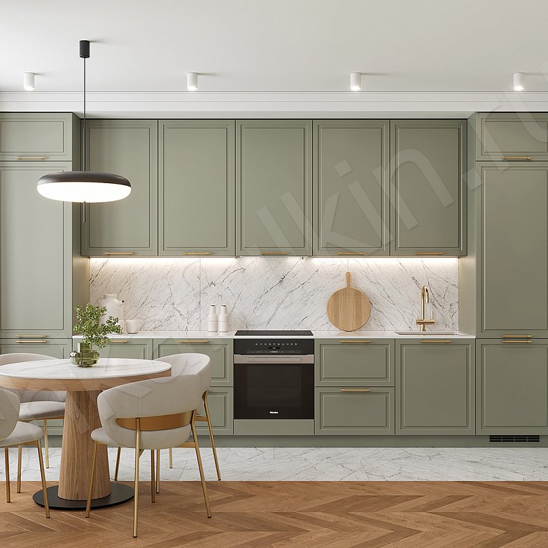 Кухня Брикелл Зеленый Светлые Белый Классика   Для посуды 2