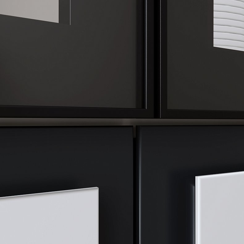 Изображение Стенка Альфа Белый Светлые Минимализм 2х створчатые Гостиная Для книг Для посуды Под ТВ 4