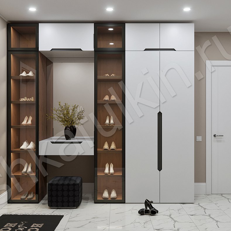 Изображение Прихожая-витрина Аттик Белый Светлые Минимализм 4х створчатые Прихожая Для вещей 1