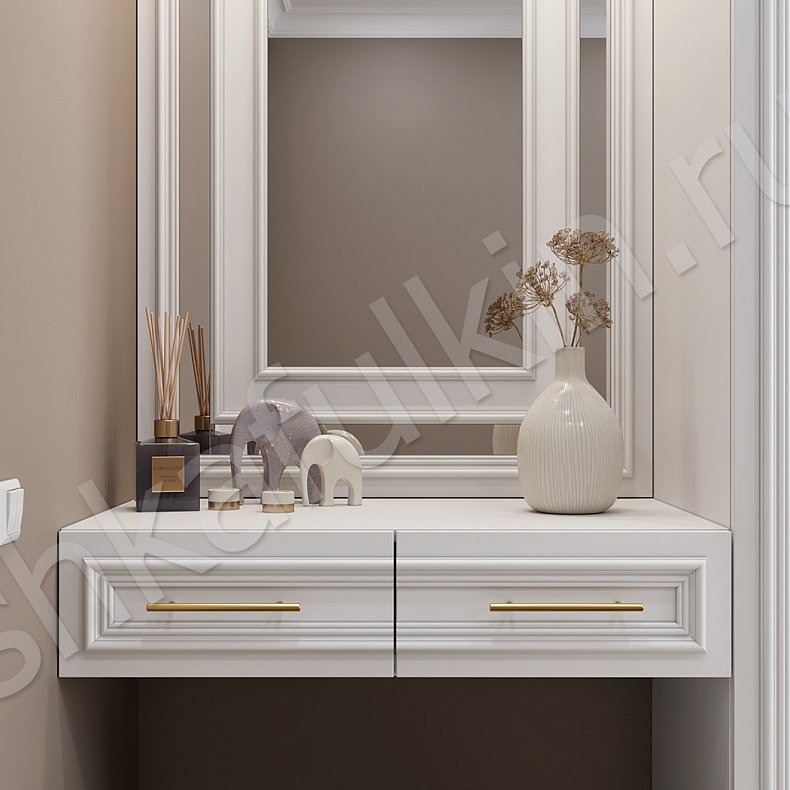 Изображение Прихожая Джорджия Белый Цветной Синий Светлые Неоклассика 4х створчатые Прихожая Для вещей 8