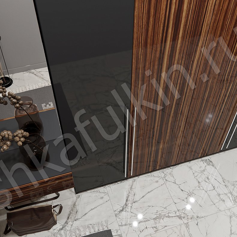 Изображение Шкаф Марракеш Черный Древесный Темные Минимализм 4х створчатые Прихожая Для вещей 4