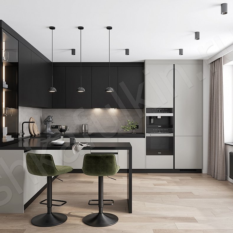 Кухня Равенна Серый Темные Черный Современный   Для посуды