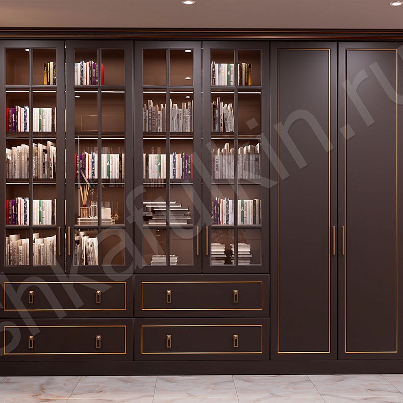 Библиотека Караваджио Темные Древесный Неоклассика  Спальня Для посуды Для декора Для книг 7