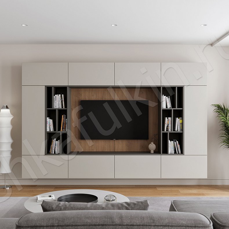 Изображение Стенка Нельсон Светлые Черный Древесный Серый Темные Минимализм Гостиная Для книг Для декора Для посуды Под ТВ 1